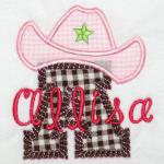 Change fabrics & thread colors to use this for a cowboy.  Come in letters A-Z