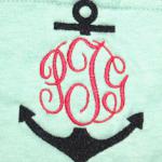 This an EMBROIDERED Anchor with Initials - NOT an applique