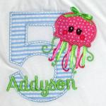 To use this cute octopus applique for a boy, the bow and ribbons can be left off.  ADD $2.00 for the bow and ribbons for a girl.