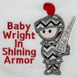 Applique Knight & Name Included in Price/Additional Writing Extra