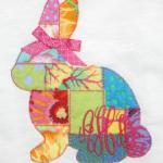 This adorable raggedy patchwork bunny is sewn with 13 different pieces of fabric.  Add a bow at the ears to make it a girl bunny or add a bow tie at the neck for a boy bunny.  Bows $1.00 Extra AM
