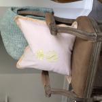 Beautiful pillows with embroidered pineapple top and three initials.