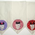 These adorable Minnie and Mickey Mouse bandanas were made for Marley, Mollie & Maxie.  The 3 best four legged children.